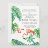 Bananenblad Waterverf Roze Flamingo Beach Art Kaart (Voorkant)