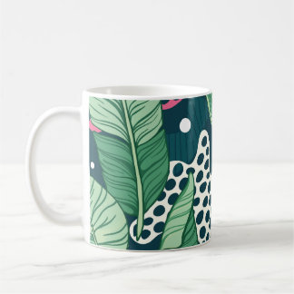 Bananenbladeren abstract, trendy kleuren koffiemok