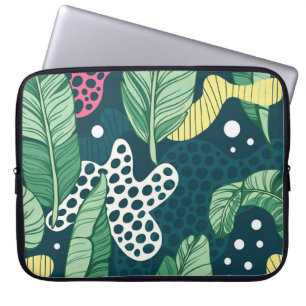 Bananenbladeren abstract, trendy kleuren laptop sleeve