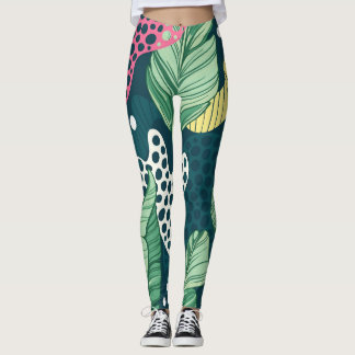 Bananenbladeren abstract, trendy kleuren leggings