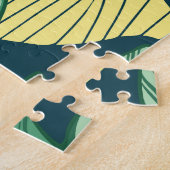 Bananenbladeren abstract, trendy kleuren legpuzzel (Zijkant)