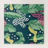 Bananenbladeren abstract, trendy kleuren legpuzzel (Horizontaal)