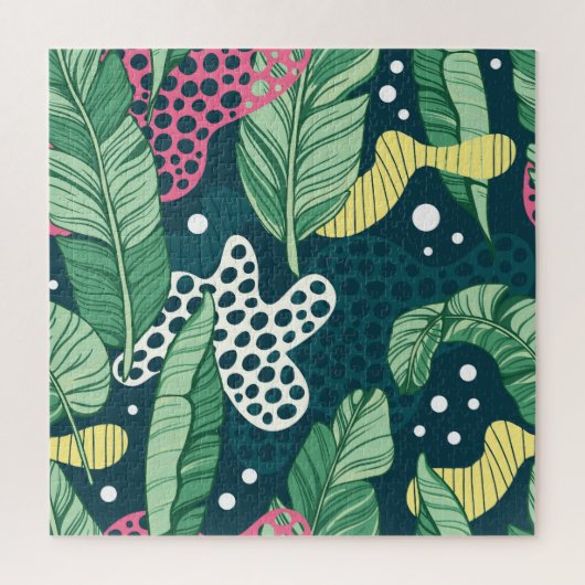 Bananenbladeren abstract, trendy kleuren legpuzzel (Verticaal)