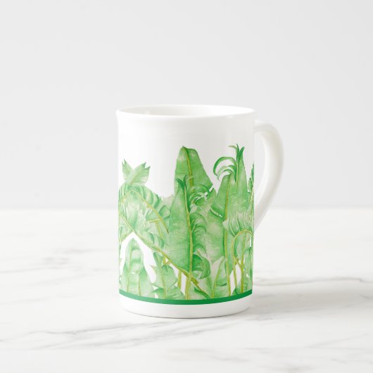 Bananenbladeren op een Bone China-Mok Porselein Kop (Voorkant rechts)