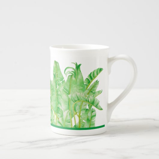 Bananenbladeren op een Bone China-Mok Porselein Kop (Rechts)