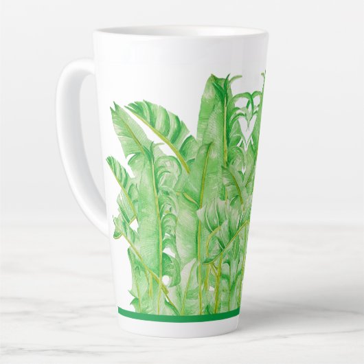 Bananenbladeren op een grote latte Mok (Linkerhoek)