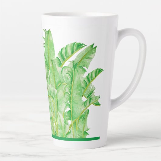 Bananenbladeren op een grote latte Mok (Rechts)