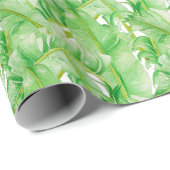 Bananenbladeren op een inpakpapierrol cadeaupapier (Rol Hoek)