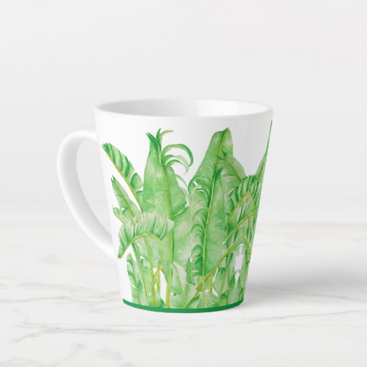 Bananenbladeren op een kleine latte Mok (Linkerhoek)