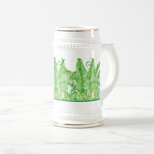 Bananenbladeren op een stein bierpul (Voorkant rechts)