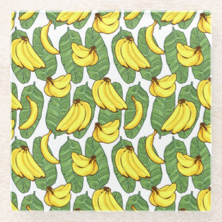 Bananenbladeren: tropisch fruitpatroon glazen onderzetter