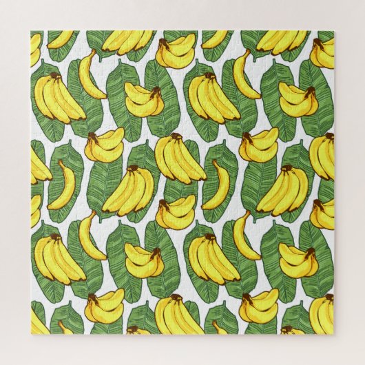 Bananenbladeren: tropisch fruitpatroon legpuzzel (Verticaal)