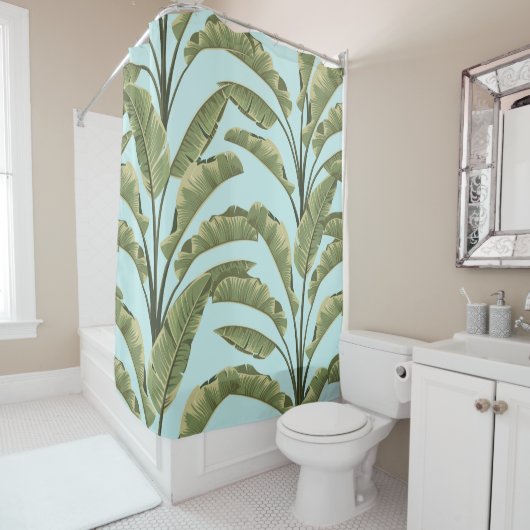  bananenbladeren: tropisch naadloos. douchegordijn (In situ)