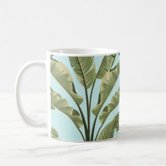 bananenbladeren: tropisch naadloos. koffiemok