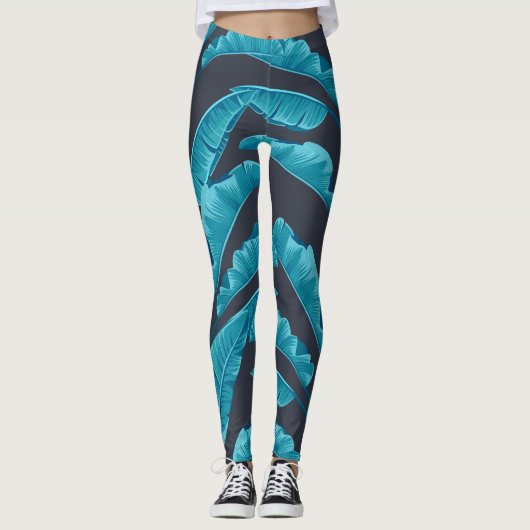 Bananenbladeren: tropisch patroon. leggings (Voorkant)
