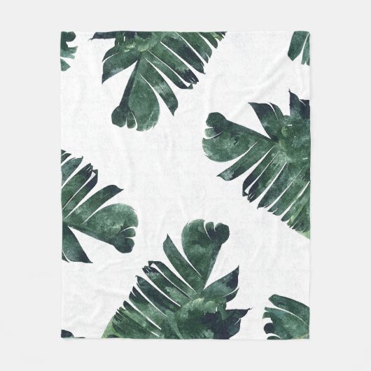 Bananenbladeren Waterverf tropische botanische Fleece Deken (Voorkant)