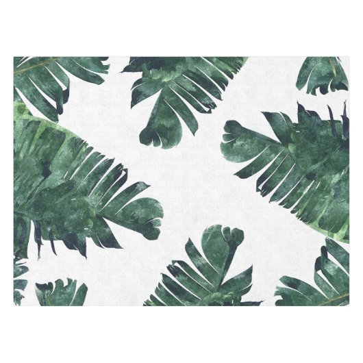Bananenbladeren Waterverf tropische botanische pal Tafelkleed (Voorkant (Horizontaal))