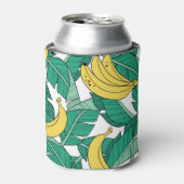 Bananenbladeren: wit patroon. blikjeskoeler (Blikje Voorkant)