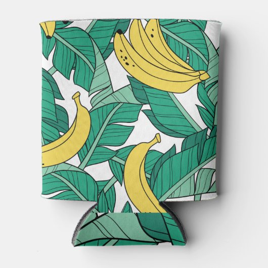 Bananenbladeren: wit patroon. blikjeskoeler (Voorkant)