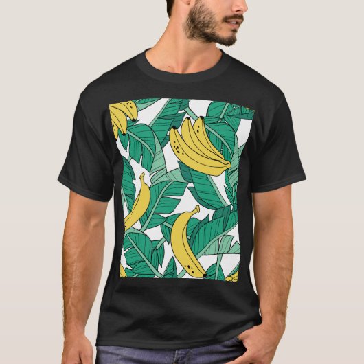 Bananenbladeren: wit patroon. t-shirt (Voorkant)