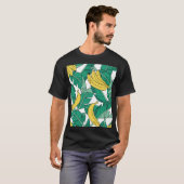 Bananenbladeren: wit patroon. t-shirt (Voorkant volledig)
