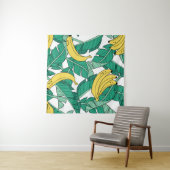 Bananenbladeren: wit patroon. wandkleed (In Situ (horizontaal))