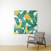 Bananenbladeren: wit patroon. wandkleed (In situ)