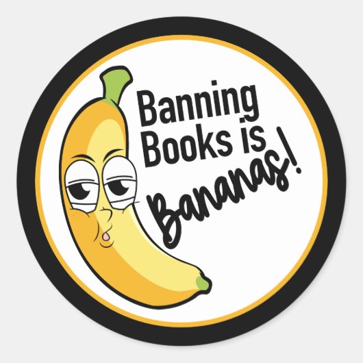 Bananenboeken verbieden ronde sticker (Voorkant)
