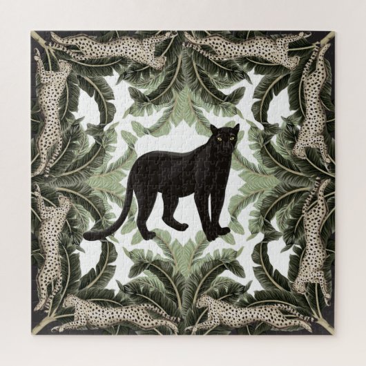 Bananenboom Cheetah Tropisch patroon Legpuzzel (Verticaal)