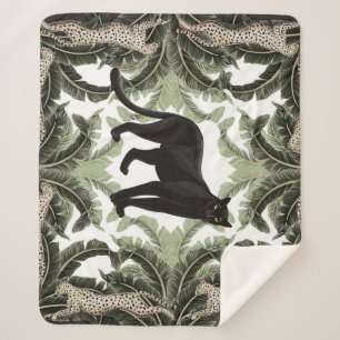 Bananenboom Cheetah Tropisch patroon Sherpa Deken