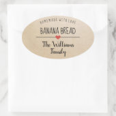 bananenbrood homemade met de liefdesnaam Kraft Ovale Sticker (Tas)
