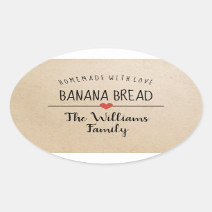 bananenbrood homemade met de liefdesnaam Kraft Ovale Sticker