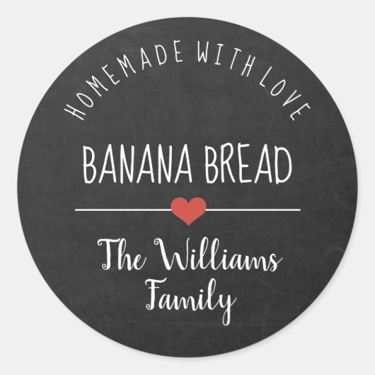 bananenbrood - homemade met een liefdeskarton ronde sticker (Voorkant)