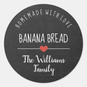 bananenbrood - homemade met een liefdeskarton ronde sticker