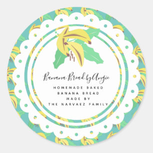Bananenbrood Logo Patroon Thuisgemaakte Voedsel Za Ronde Sticker