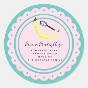 Bananenbrood Logo Thuisgemaakt Voedsel Zakelijk Te Ronde Sticker