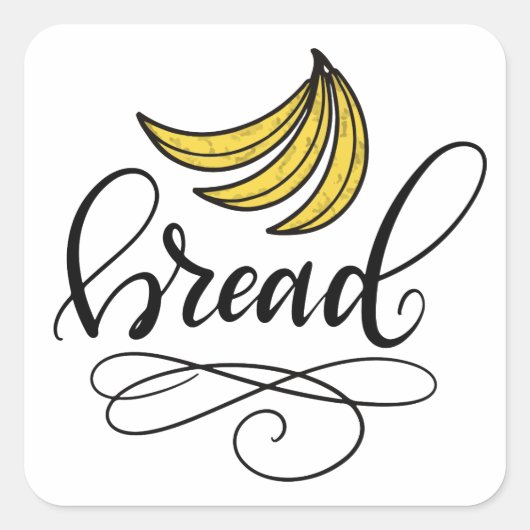 Bananenbrood, met de hand geschreven vierkante sticker (Voorkant)