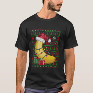 Bananenfruit Xmas Lights Ugly Santa Hat Banaan Chr T-shirt