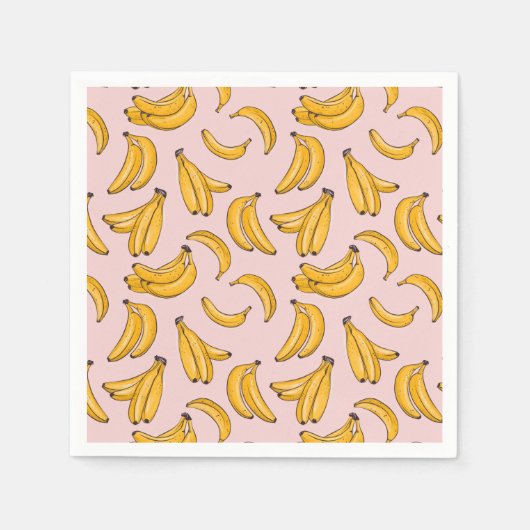Bananenfruit zomergele roze servet (Voorkant)
