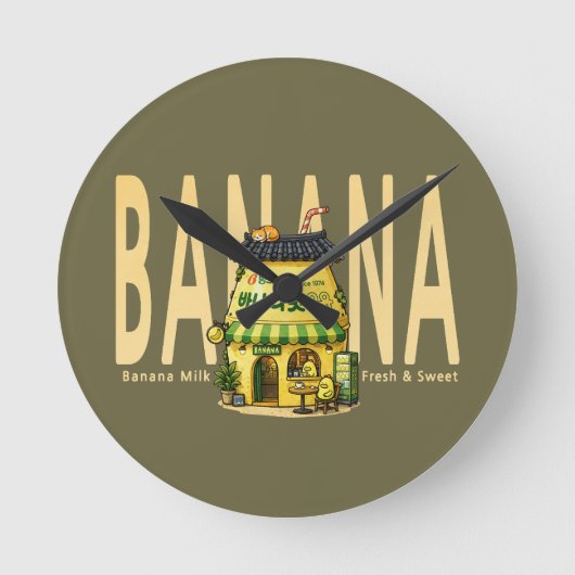 bananenmelk café wandklok (Voorkant)