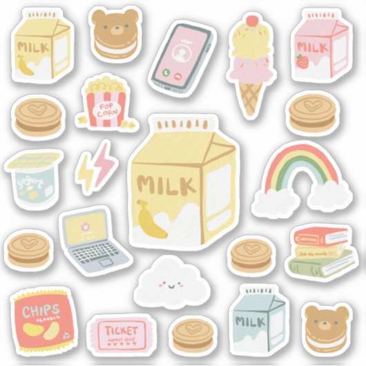 Bananenmelk & zoete koekjes Geassorteerd Sticker P (Voorkant)