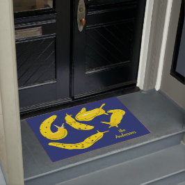 Bananennaaktslakken Grafisch Geel en Blauw Geperso Deurmat