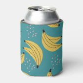  bananenpatroon, blauwe achtergrond. blikjeskoeler (Blikje Voorkant)
