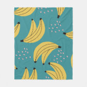  bananenpatroon, blauwe achtergrond. fleece deken (Voorkant)