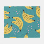  bananenpatroon, blauwe achtergrond. fleece deken (Voorkant (Horizontaal))