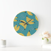 bananenpatroon, blauwe achtergrond. grote klok (Huis)