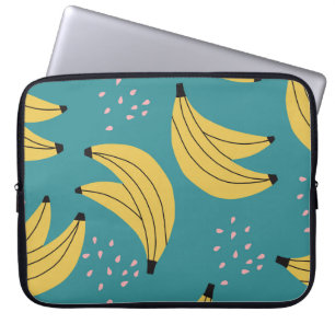 bananenpatroon, blauwe achtergrond. laptop sleeve