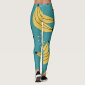  bananenpatroon, blauwe achtergrond. leggings (Achterkant)