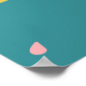  bananenpatroon, blauwe achtergrond. poster (Hoek)