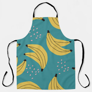  bananenpatroon, blauwe achtergrond. schort